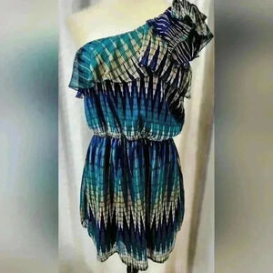 716(H) Eyelash Couture One Shoulder mini dress Large